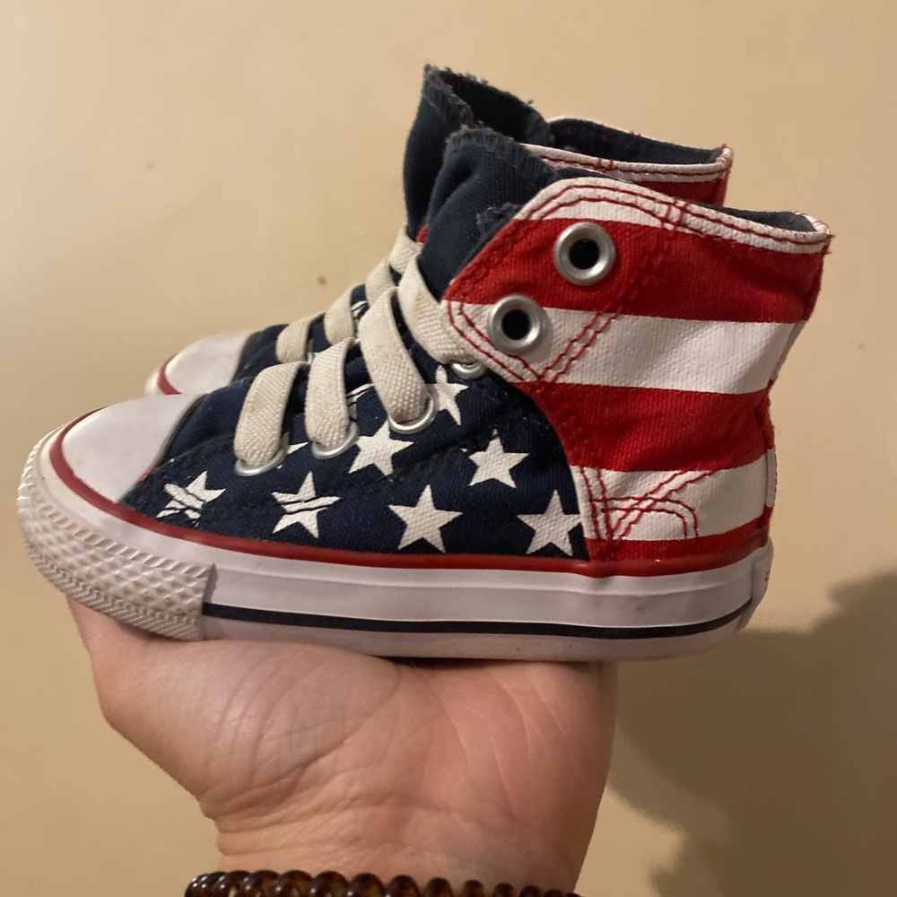 Toddler Stars and Stripes High Top Converse size 5